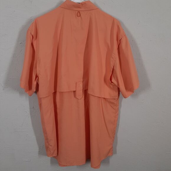 Reel Legends Adult Mens L Orange Vented Short Sleeve Vented Fishing Shirt Camp - Picture 5 of 9
